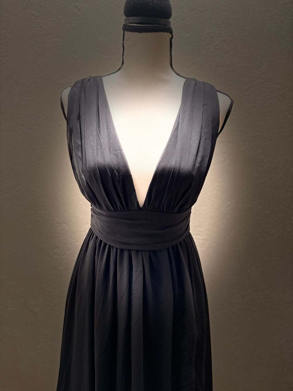 Lulus Heavenly Hues Black Maxi Dress Deep V-Neck Braided Back Bridal Party Dress - Picture 2 of 11